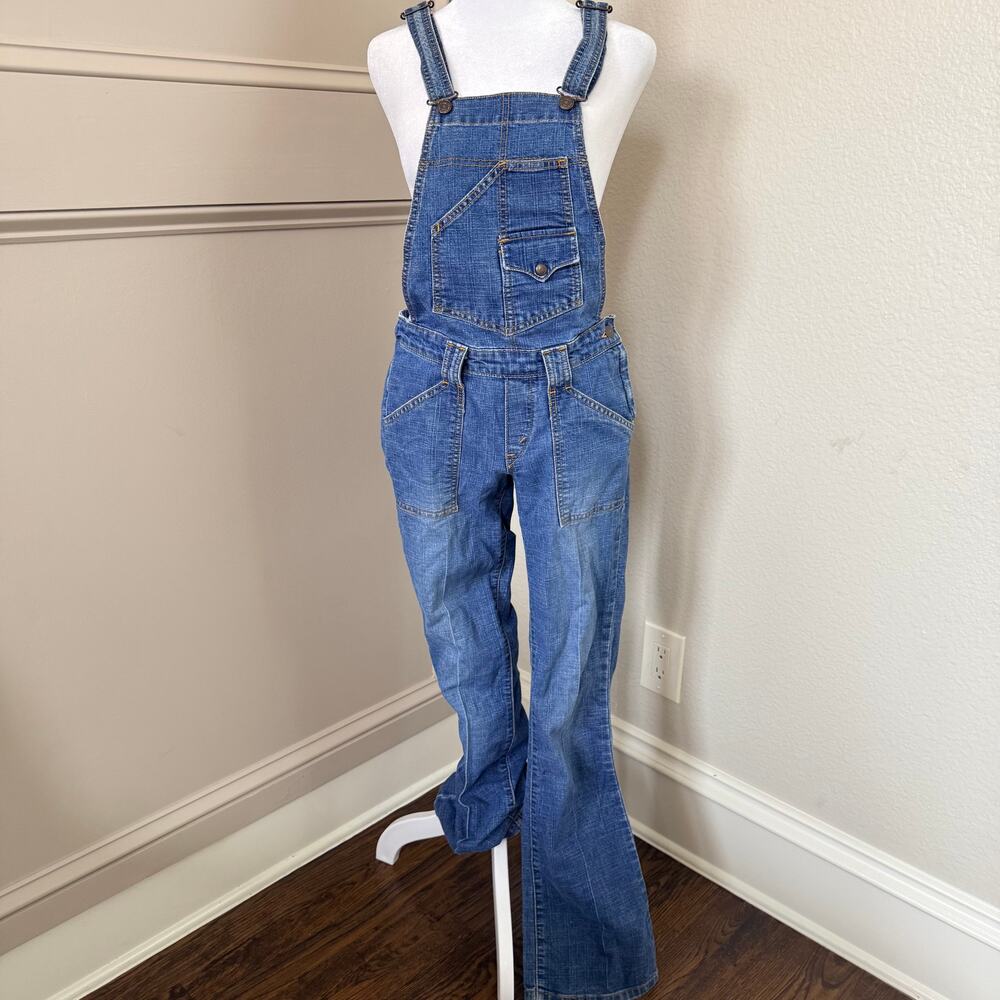 Levi's Superlow Denim O-Ring Overalls Y2K Low Rise Open Back Size 5